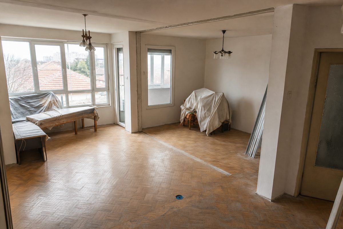 Sample demo before image of an open room with no partition