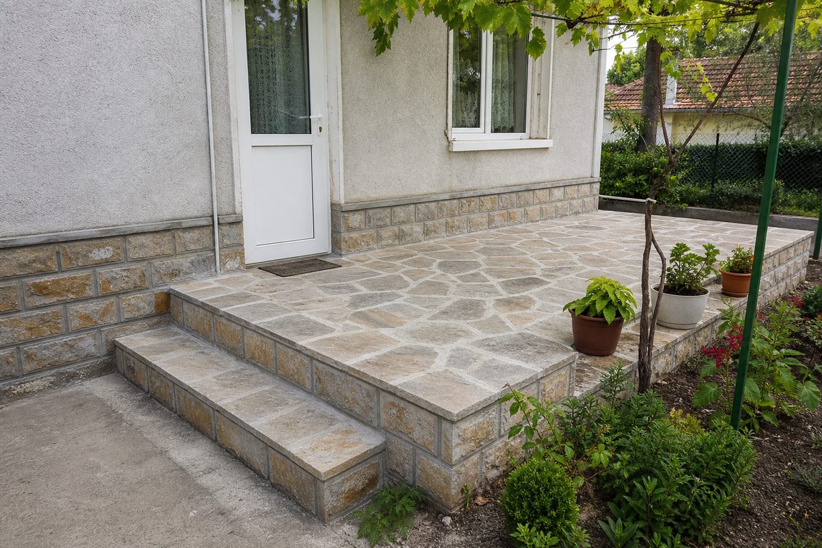 Sample demo after image of a new stone-paved terrace